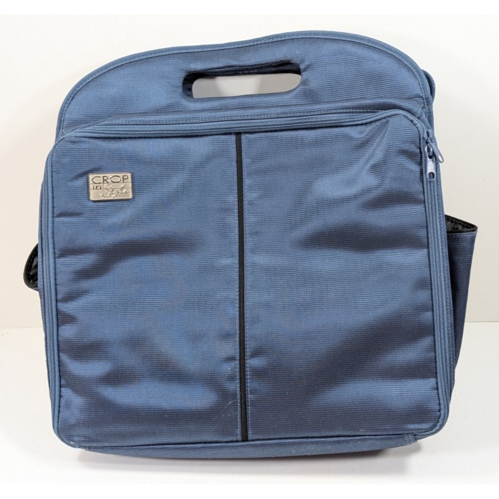 Crop In Syle Large Blue Zippered Scrapbook Paper Pocket Craft Case 16" X 14"